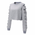 Hollow Sleeve Crop Top Hoodie