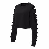 Hollow Sleeve Crop Top Hoodie